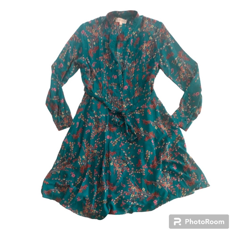 Nanette Lepore Green Floral Buttondown Dress NWOT